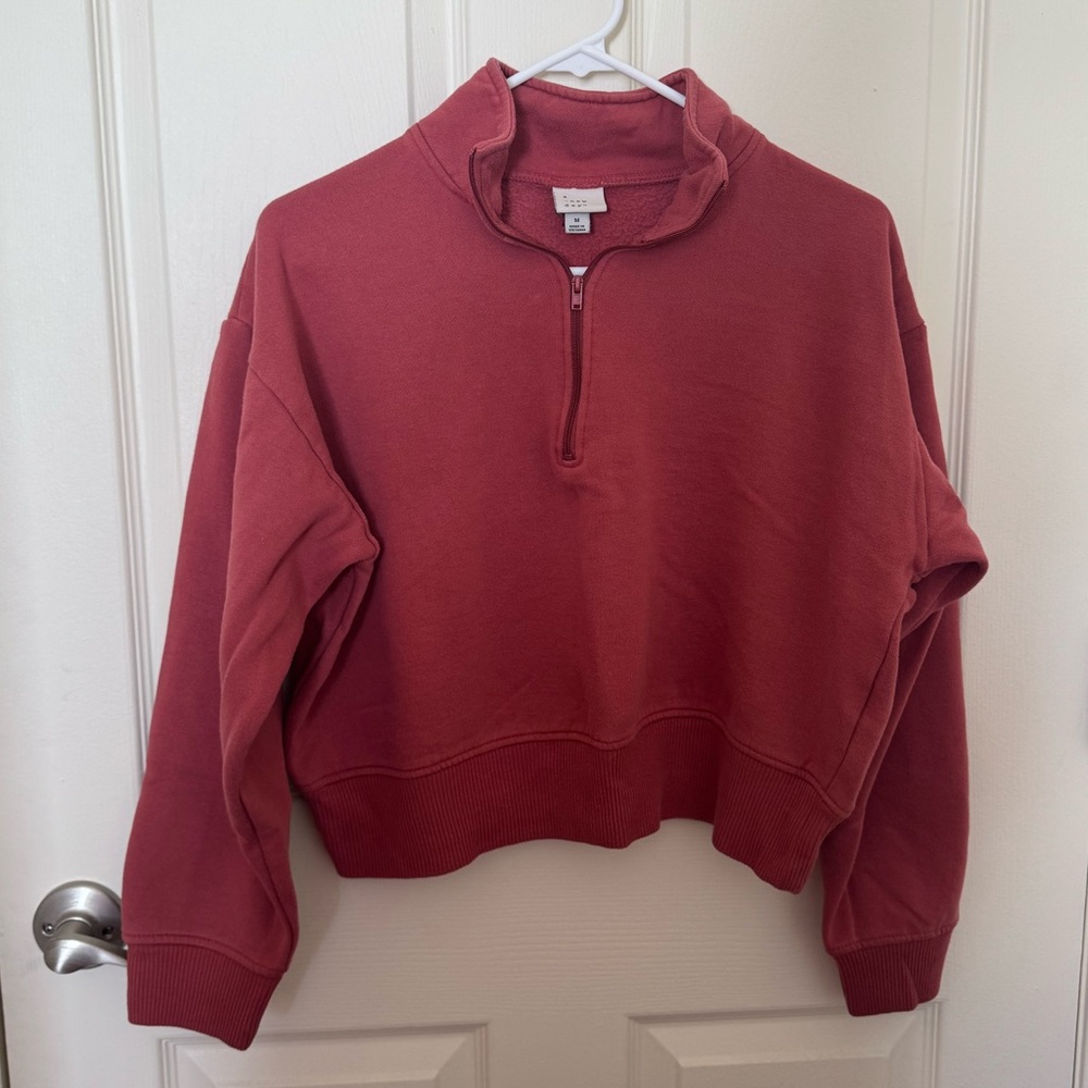 a new day Women's Burgundy Half-Zip Sweatshirt